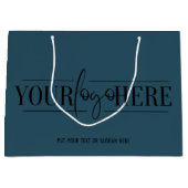 QRコーシンプルド付きカスタムロゴBusiness Navy Blue ラージペーパーバッグ (正面)