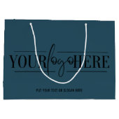 QRコーシンプルド付きカスタムロゴBusiness Navy Blue ラージペーパーバッグ (裏面)