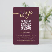 QRコーシンプルド付きマルサラウェディングRSVP 出欠カード (スタンド正面)