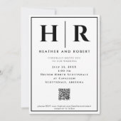 QRコーシンプルド付きモノグラム結婚式招待状 招待状 (正面)