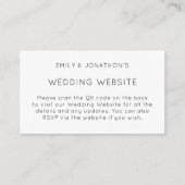 QRコーシンプルド白黒の結婚Webサイト エンクロージャーカード (正面)