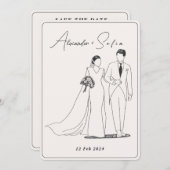 QRコーシンプルドRSVPとのイラストレーション結婚 招待状 (正面/裏面)