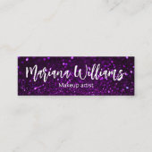 qrコースタイリッシュドメイクアップアーティスト紫グリッター スキニー名刺 (正面)