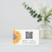 QRコードあなたのビジネスまたは職業ひまわり花 名刺 (スタンド正面)