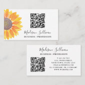 QRコードあなたのビジネスまたは職業ひまわり花 名刺 (正面/裏面)