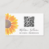 QRコードあなたのビジネスまたは職業ひまわり花 名刺 (正面)