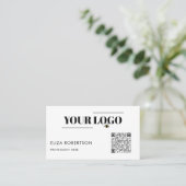 QRコードあなたのビジネスロゴ白カスタム色 名刺 (スタンド正面)