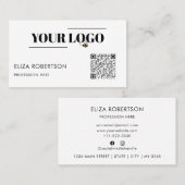 QRコードあなたのビジネスロゴ白カスタム色 名刺 (正面/裏面)