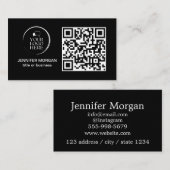 QRコードあなたのロゴカスタムプロフェッショナル黒モダン 名刺 (正面/裏面)