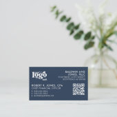 QRコードあなたのロゴプレーン白ジェネリックデザイン 名刺 (スタンド正面)