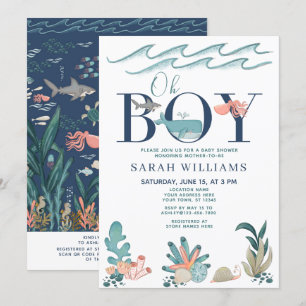 QRコードおぼうさん　アンダーザシー　ブルーベイビーシャワー 招待状