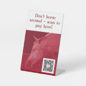 QRコードおもしろいを支払うBurgundy電子スキャン 台座サイン (正面)