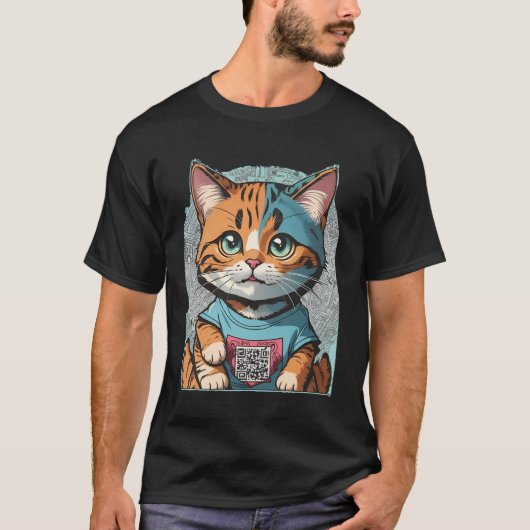 QRコードおもしろい猫 Tシャツ (正面)