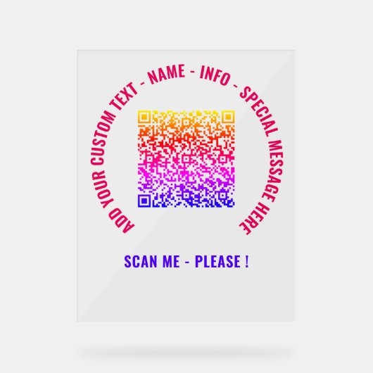 QRコードおよびカスタム文字アクリルサイン選択カラー アクリルサイン (正面)