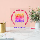 QRコードおよびカスタム文字アクリルサイン選択カラー アクリルサイン (ウェディング)