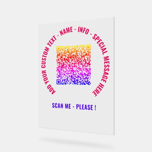 QRコードおよびカスタム文字アクリルサイン選択カラー アクリルサイン (傾斜)