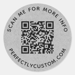 QRコードおよびカスタム文字グレー紙 ラウンドシール