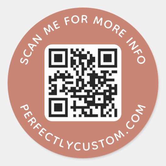 QRコードおよびカスタム文字テラコッタブラウン ラウンドシール (正面)