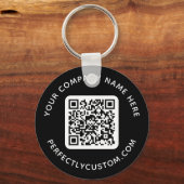 QRコードおよびカスタム文字ブラックラウンド キーホルダー (正面)