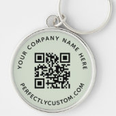 QRコードおよびカスタム文字ライトセイグリーン キーホルダー (正面)