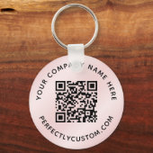 QRコードおよびカスタム文字ライトピンクサテン勾配 キーホルダー (正面)