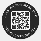 QRコードおよびカスタム文字ラウンドブラック ラウンドシール (正面)