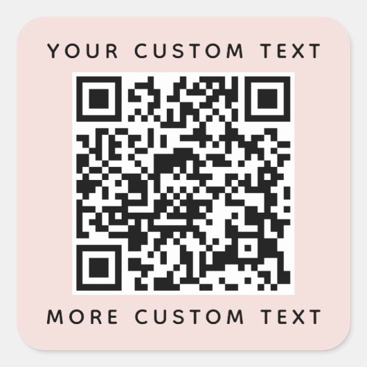 QRコードおよびカスタム文字上下赤面ピンク スクエアシール (正面)