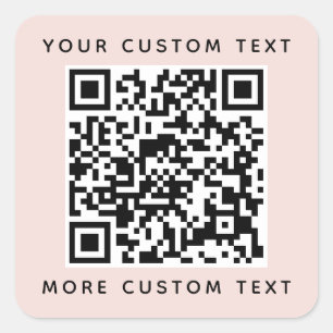 QRコードおよびカスタム文字上下赤面ピンク スクエアシール