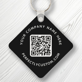 QRコードおよびカスタム文字両面ブラック キーホルダー
