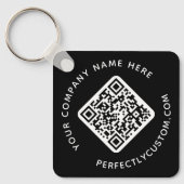 QRコードおよびカスタム文字両面ブラック キーホルダー (正面)