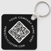 QRコードおよびカスタム文字両面ブラック キーホルダー (裏面)