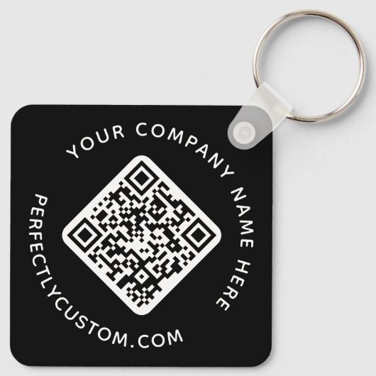 QRコードおよびカスタム文字両面ブラック キーホルダー (裏面)