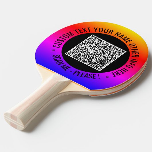 QRコードおよびカスタム文字卓球ラケット 卓球ラケット (正面アングル)