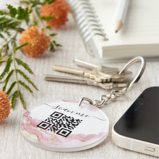 QRコードおよびカスタム文字 キーホルダー (正面右)