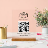 QRコードおよびビジネスロゴのミニマル化 アクリルサイン (ウェディング)