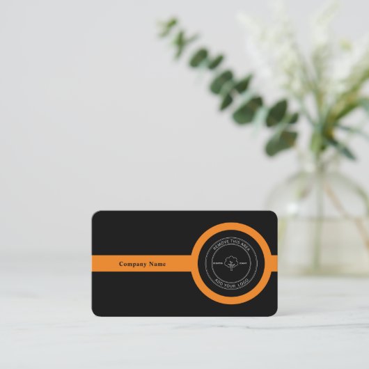 QRコードおよび会社のロゴのモダンプロフェッショナル 名刺 (スタンド正面)