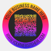 QRコードおよび文字カスタムシールテンプレート ラウンドシール (正面)