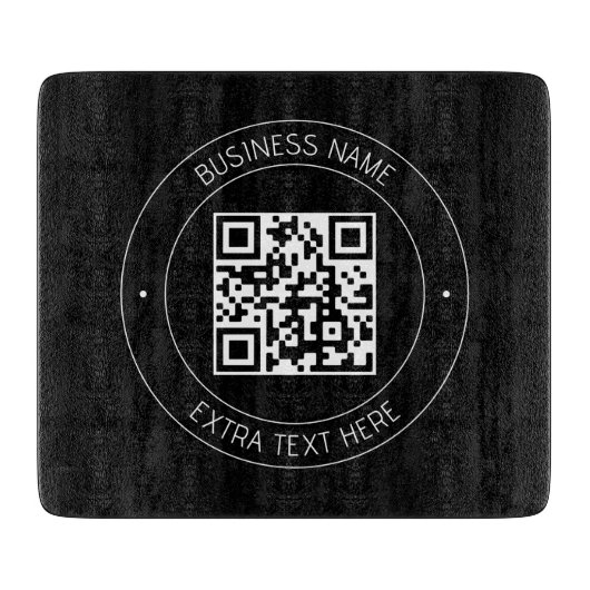QRコードおよび編集可能文字 |黒と白 カッティングボード (正面)