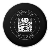 QRコードおよび編集可能文字 |黒と白 セラミックノブ (正面)