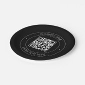 QRコードおよび編集可能文字 |黒と白 ペーパープレート (アングル)