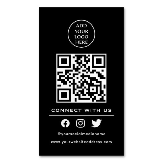QRコードお客様のロゴス後を追キャンを使用して当社と接続 マグネット名刺 (正面縦)