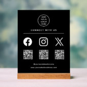 QRコードお客様のロゴス後を追キャンMe Connect With Us アクリルサイン (ニュートラル)