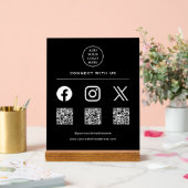 QRコードお客様のロゴス後を追キャンMe Connect With Us アクリルサイン (ウェディング)