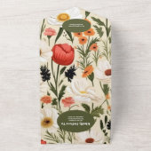 QRコードお洒落ワイルドフラワー結婚草原 オールインワン招待状 (外側)