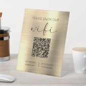 QRコードお願い楽しむWifi金ゴールド 台座サイン (インサイチュ)