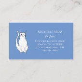 QRコードかわいい猫ペットシッター青 名刺 (正面)