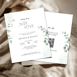 QRコードがトレンドのグリーンな結婚式の招待状