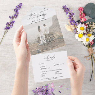 QRコードがパーティー写真の後に幸せに結婚なる オールインワン招待状