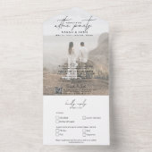 QRコードがパーティー写真の後に幸せに結婚なる オールインワン招待状 (内側)