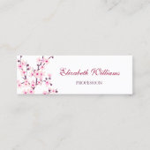 QRコードさくらんぼ咲きピンク白 スキニー名刺 (正面)